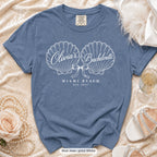 Blue Jean Seashell Bachelorette bachelorette crew t-shirt, print in white