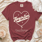 Chili Tipsy In Love bachelorette crew t-shirt, print in ivory