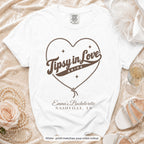 White Tipsy In Love bride t-shirt, print matches your crew colour