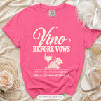 Crunchberry Vino Before Vows bachelorette crew t-shirt, print in ivory