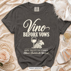 Pepper Vino Before Vows bachelorette crew t-shirt, print in ivory