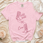 Blossom Wild Wild Wife & Wild Wild Crew bachelorette crew t-shirt, print in deep rose