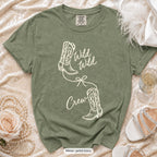 Moss Wild Wild Wife & Wild Wild Crew bachelorette crew t-shirt, print in ivory
