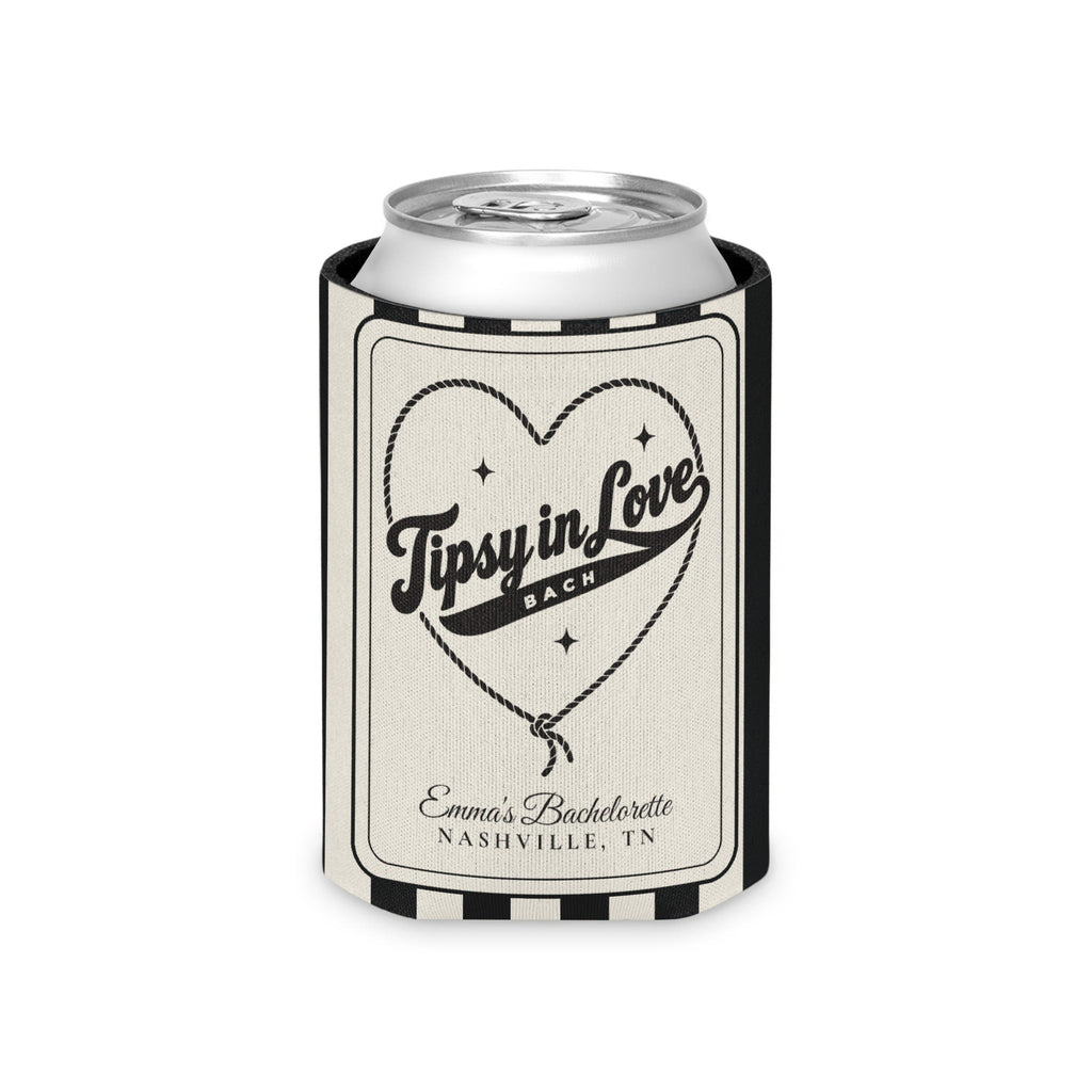 Tipsy In Love striped can cooler, Black