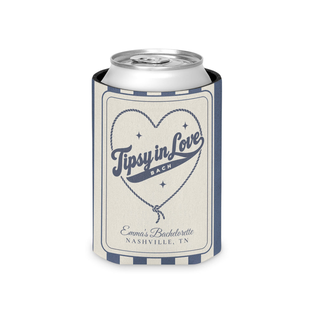 Tipsy In Love striped can cooler, Blue Jean