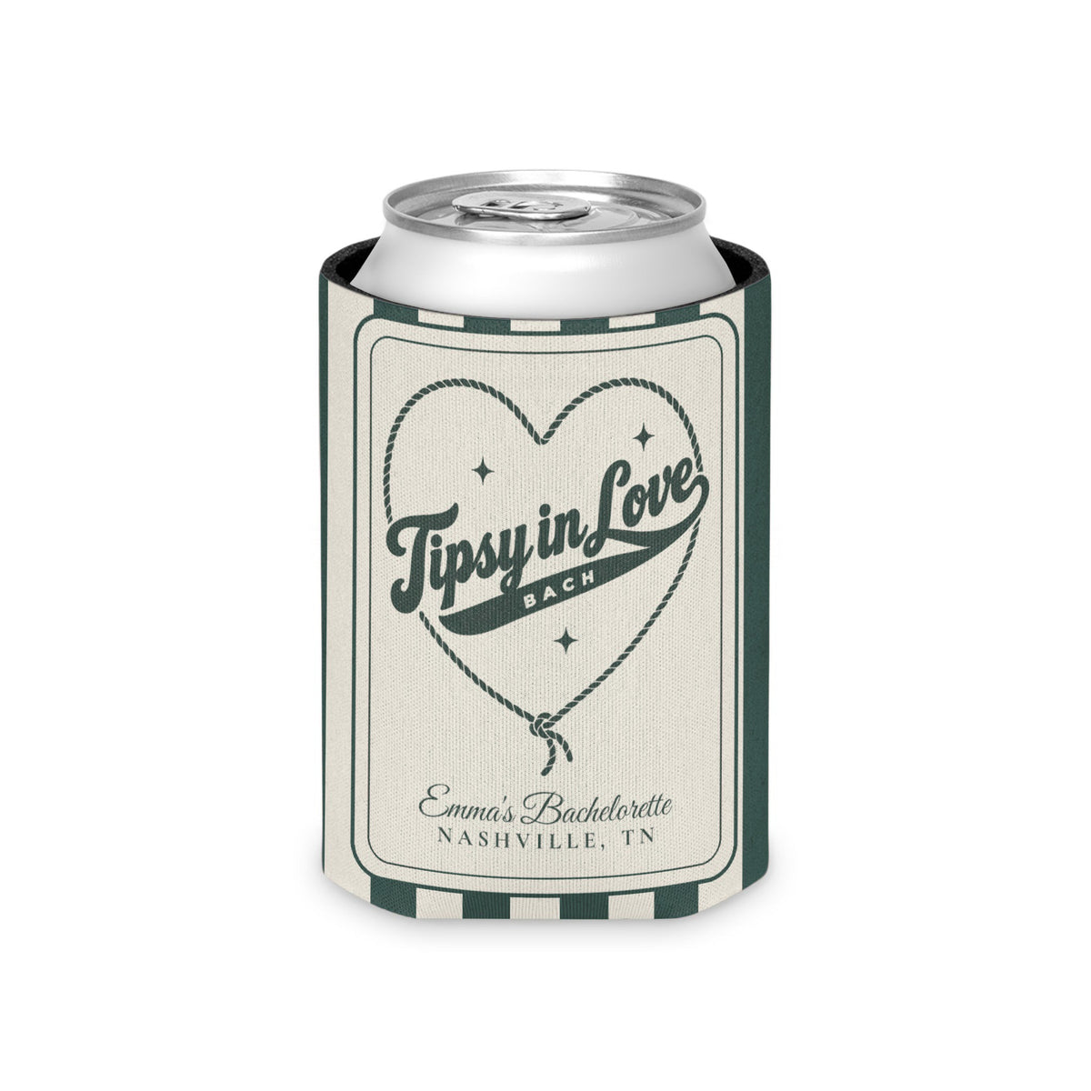 Tipsy In Love striped can cooler, Blue Spruce