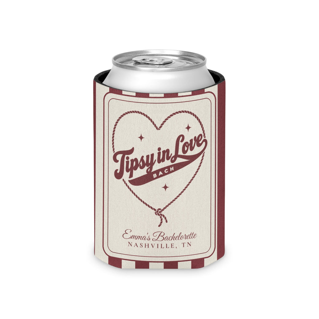 Tipsy In Love striped can cooler, Chili