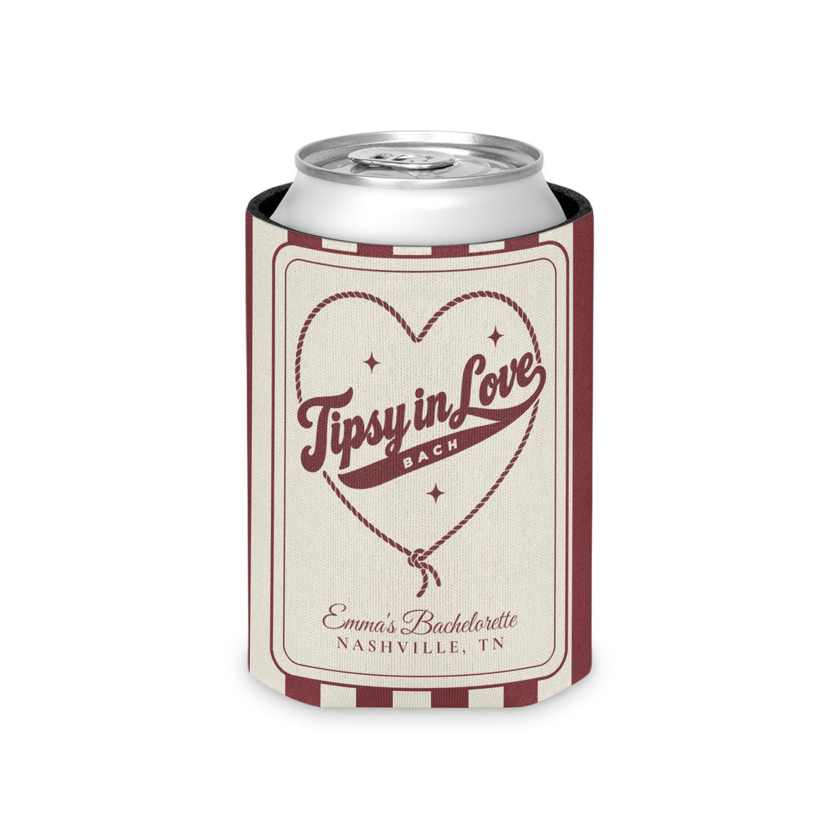 Tipsy In Love striped can cooler, Chili