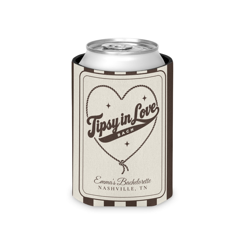 Tipsy In Love striped can cooler, Espresso