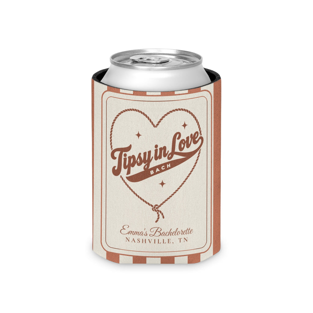 Tipsy In Love striped can cooler, Terracotta