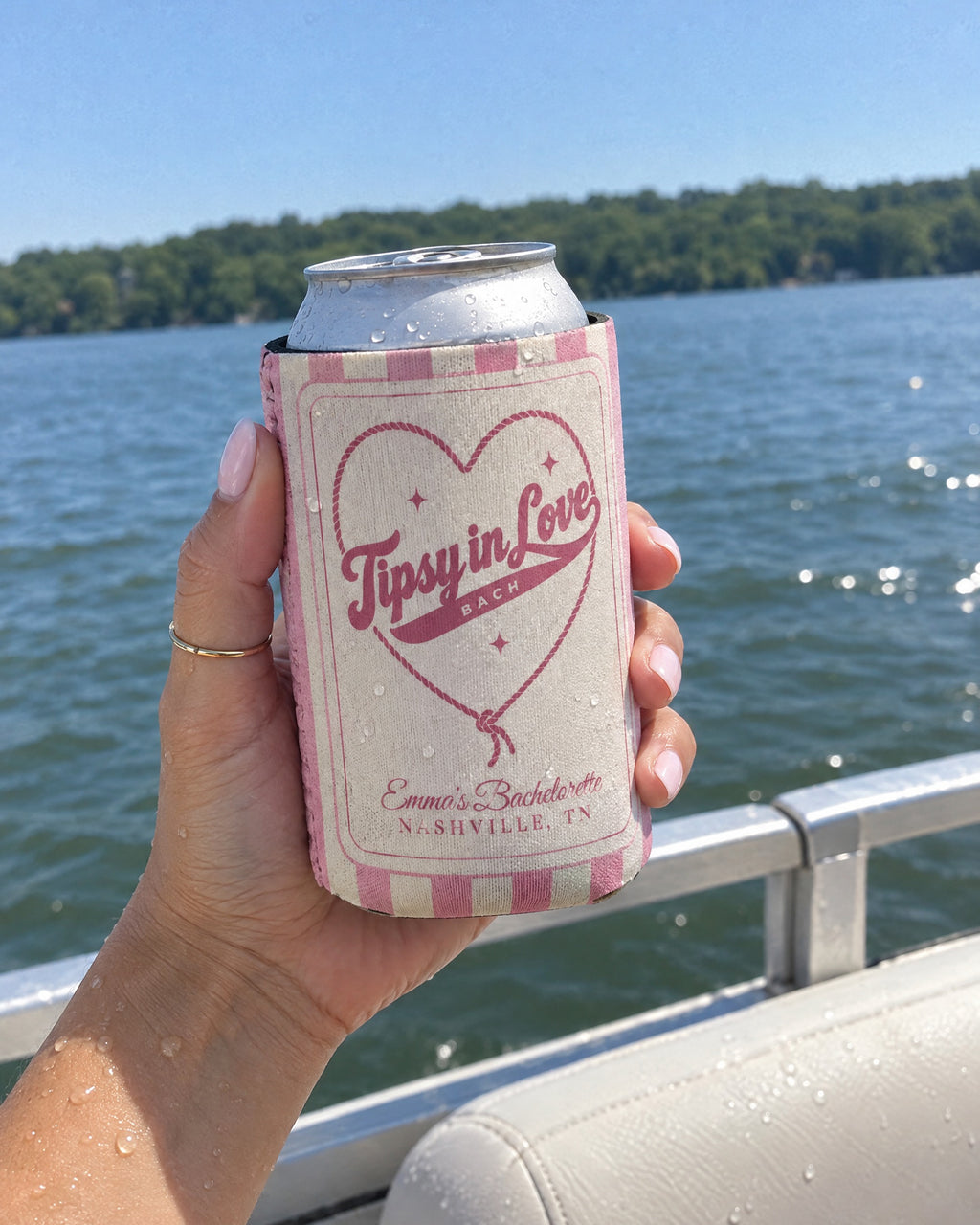 Tipsy In Love can coolers on a bachelorette trip with the crew