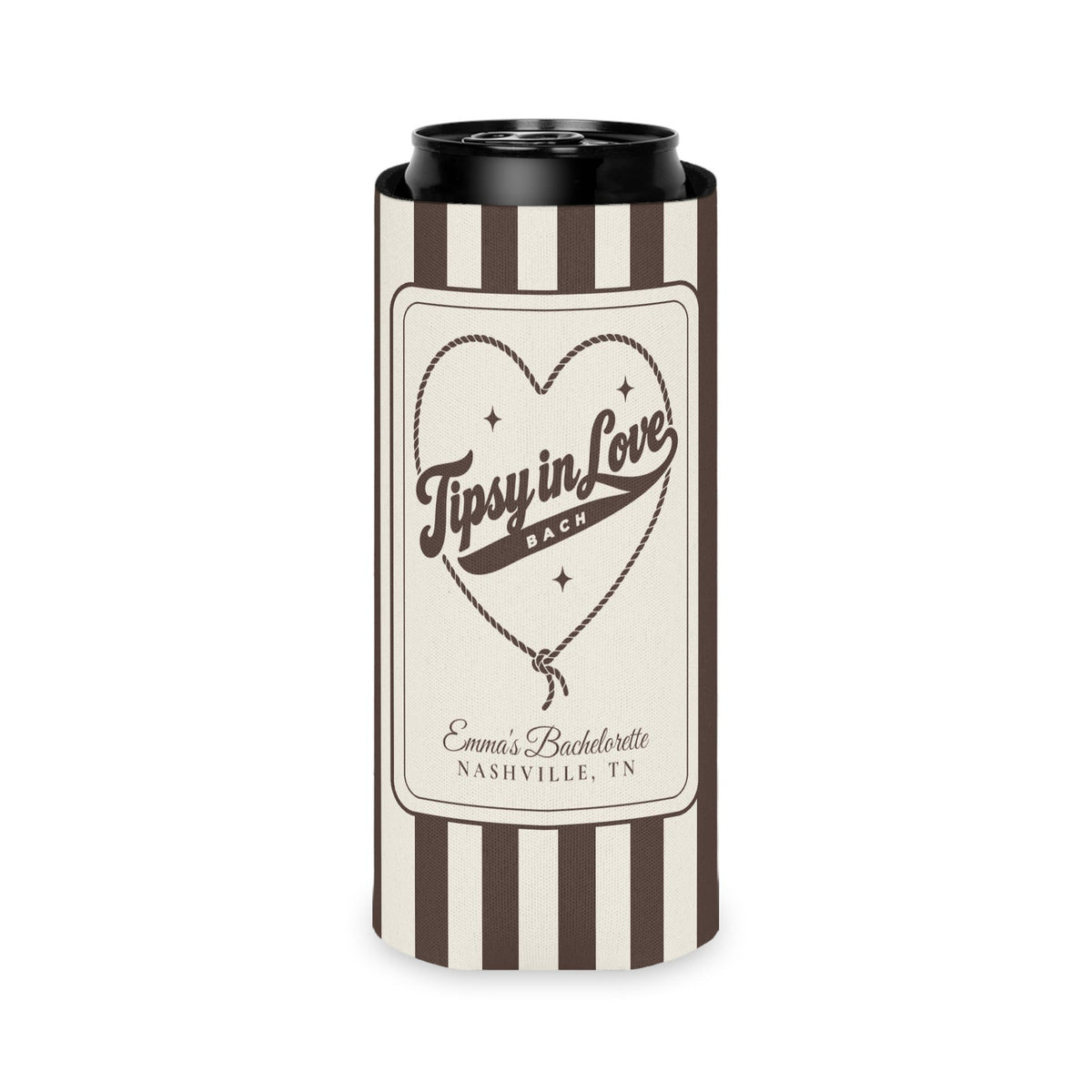Tipsy In Love slim can cooler for tall seltzer cans, Espresso