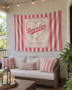 Tipsy In Love wall tapestry on a bachelorette trip with the crew