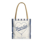 Tipsy In Love striped tote bag, Blue Jean
