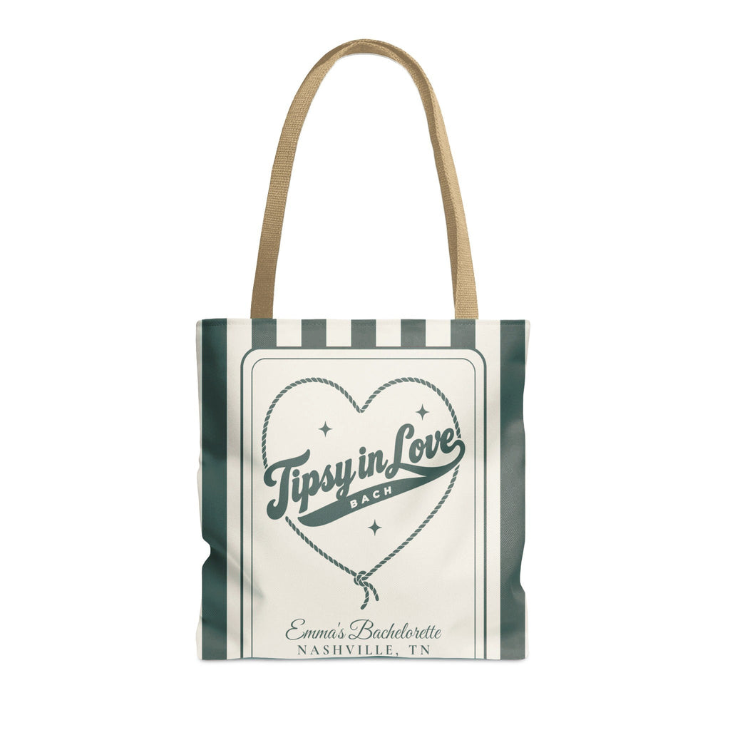 Tipsy In Love striped tote bag, Blue Spruce