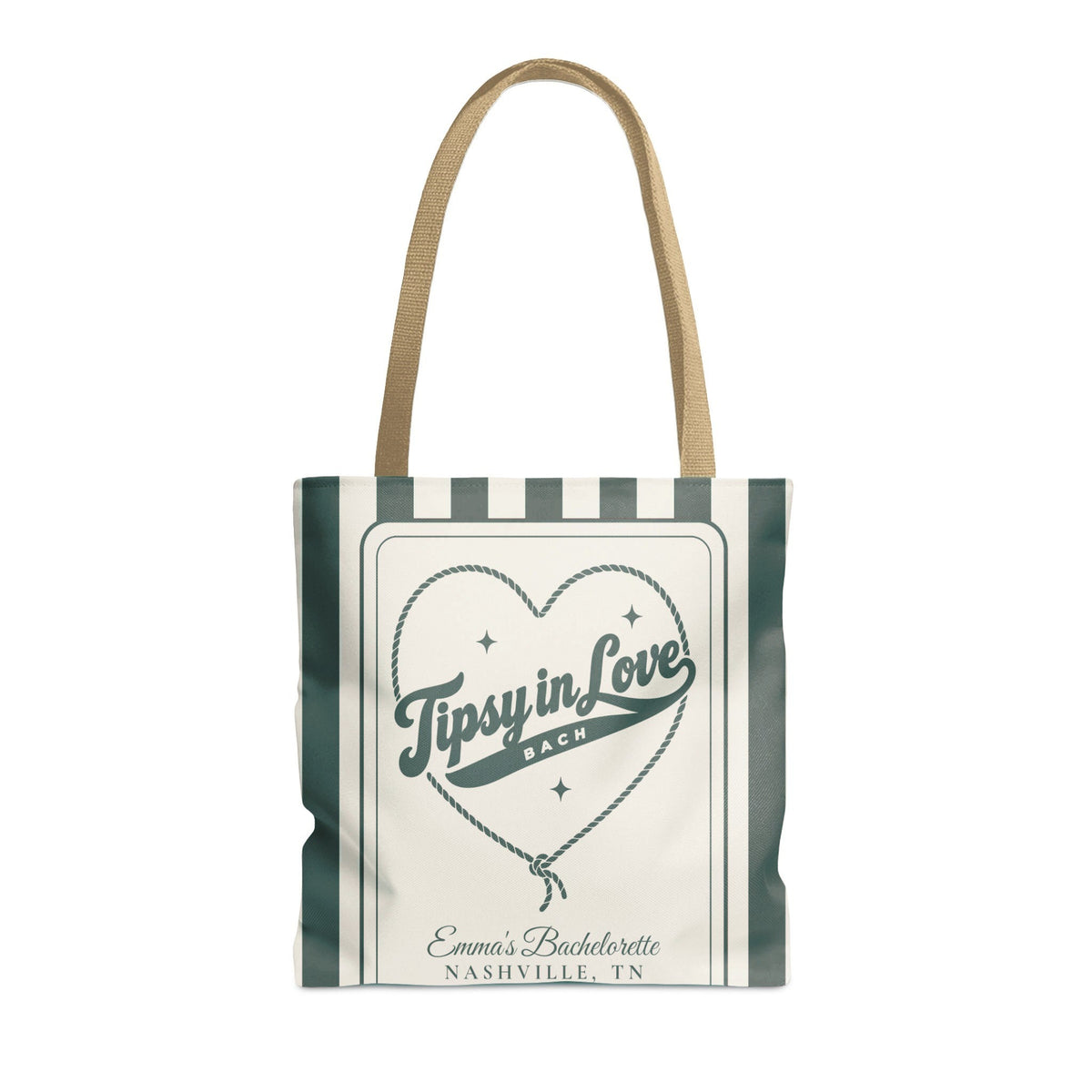 Tipsy In Love striped tote bag, Blue Spruce