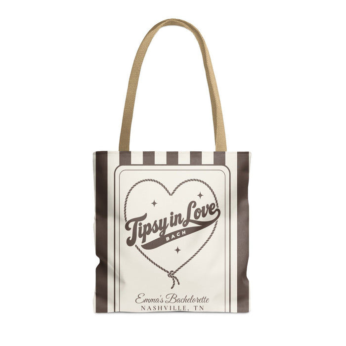 Tipsy In Love striped tote bag, Espresso