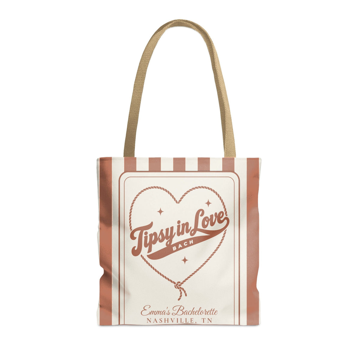 Tipsy In Love striped tote bag, Terracotta