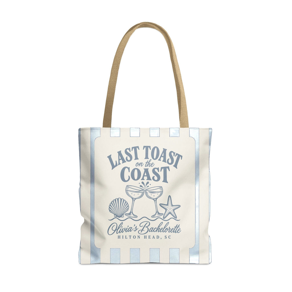Last Toast On The Coast striped tote bag, Chambray stripes