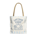 Last Toast On The Coast striped tote bag, Chambray stripes
