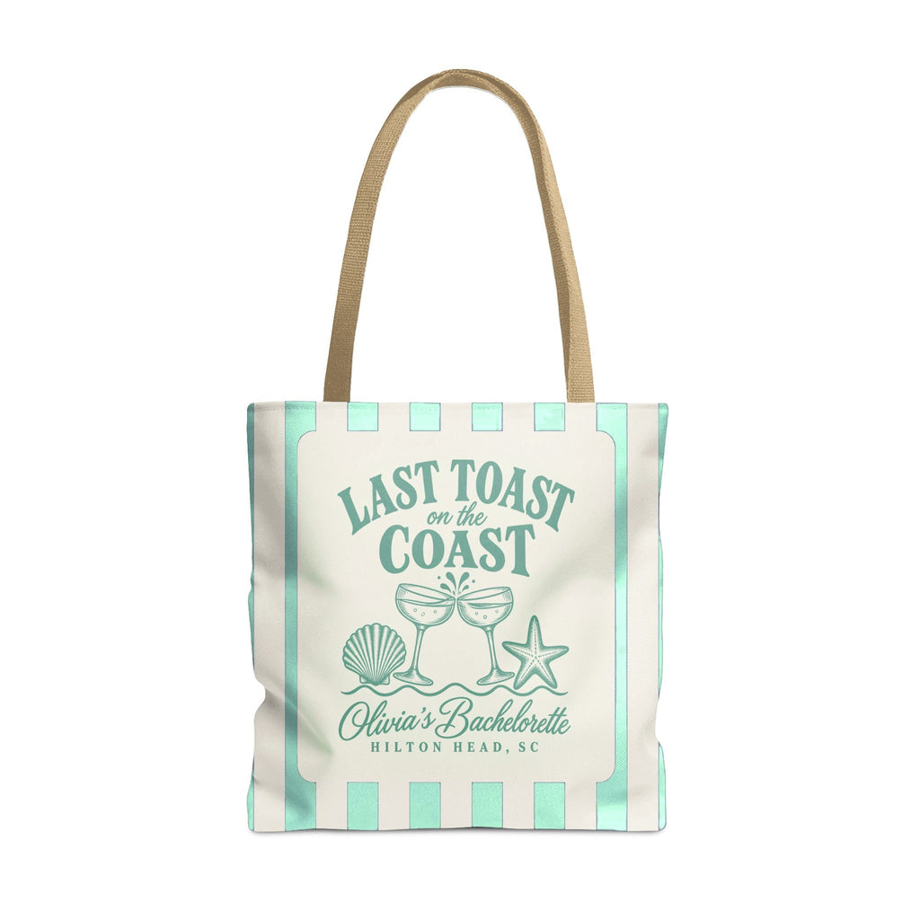 Last Toast On The Coast striped tote bag, Island Reef stripes