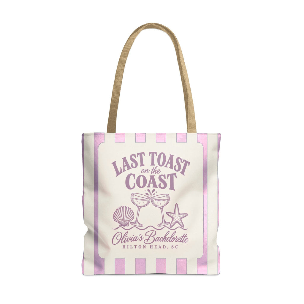 Last Toast On The Coast striped tote bag, Orchid stripes