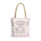 Last Toast On The Coast striped tote bag, Orchid stripes