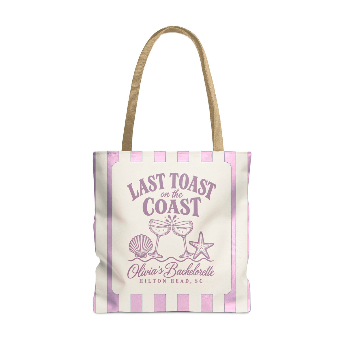 Last Toast On The Coast striped tote bag, Orchid stripes