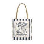 Last Toast On The Coast striped tote bag, True Navy stripes