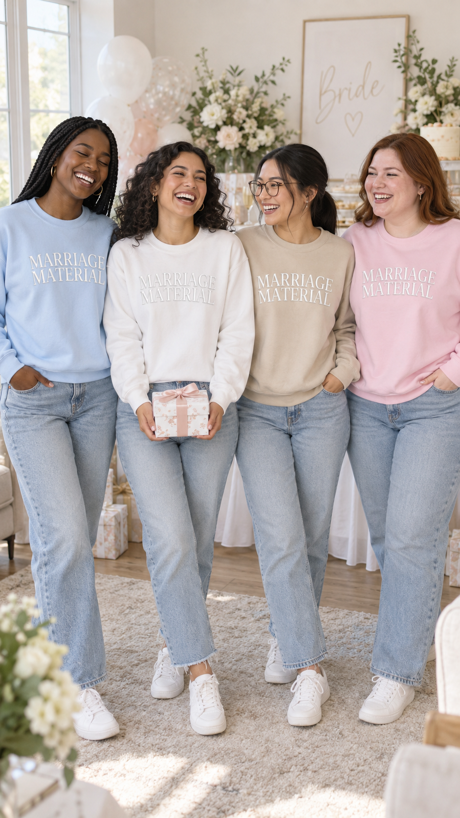 Light Blue, White, Sand, Light Pink