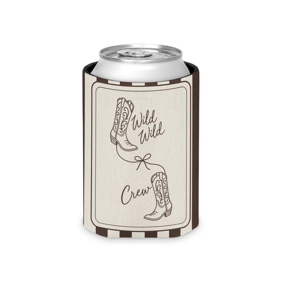 Wild Wild Wife striped can cooler, Espresso