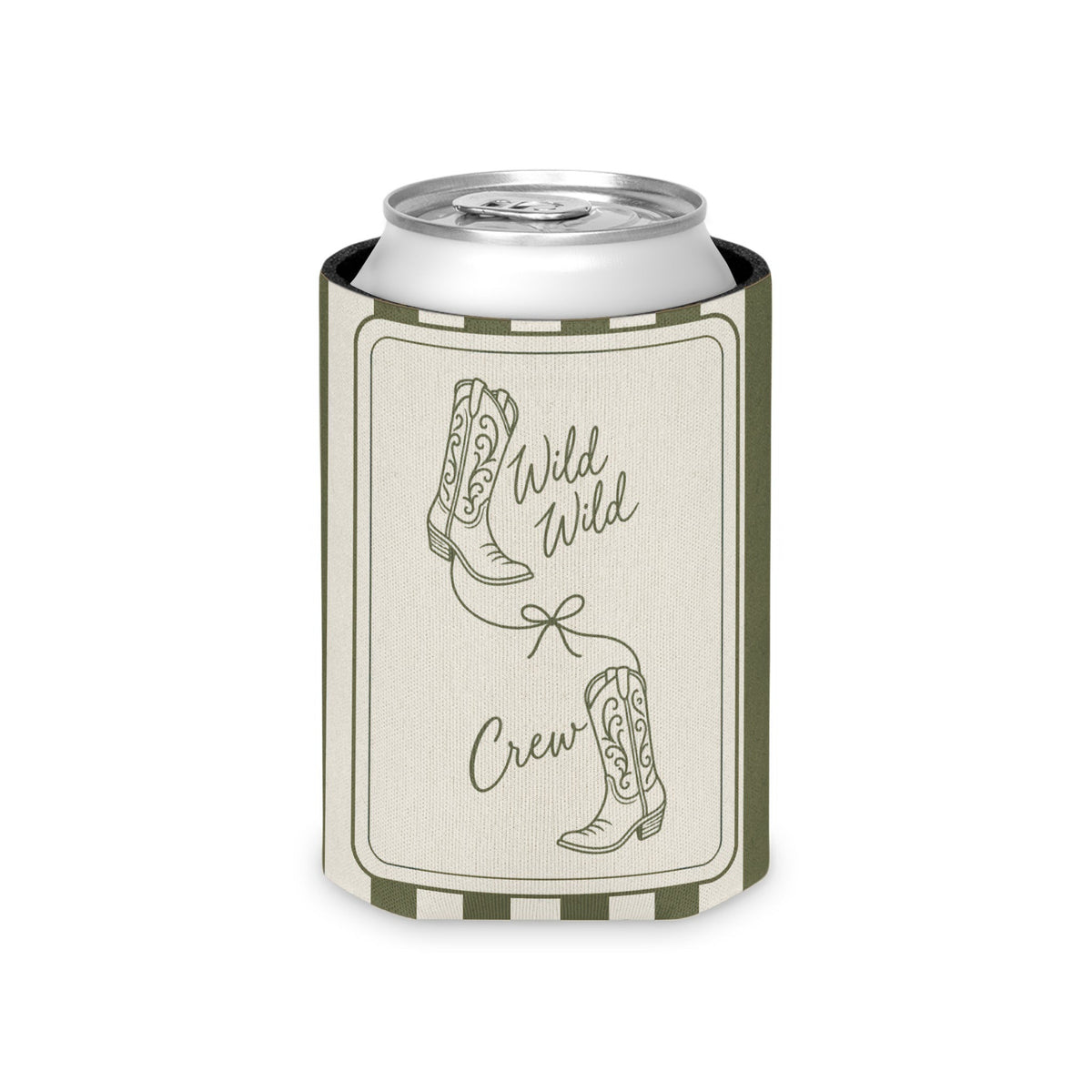 Wild Wild Wife striped can cooler, Moss