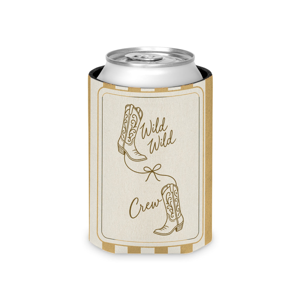 Wild Wild Wife striped can cooler, Mustard