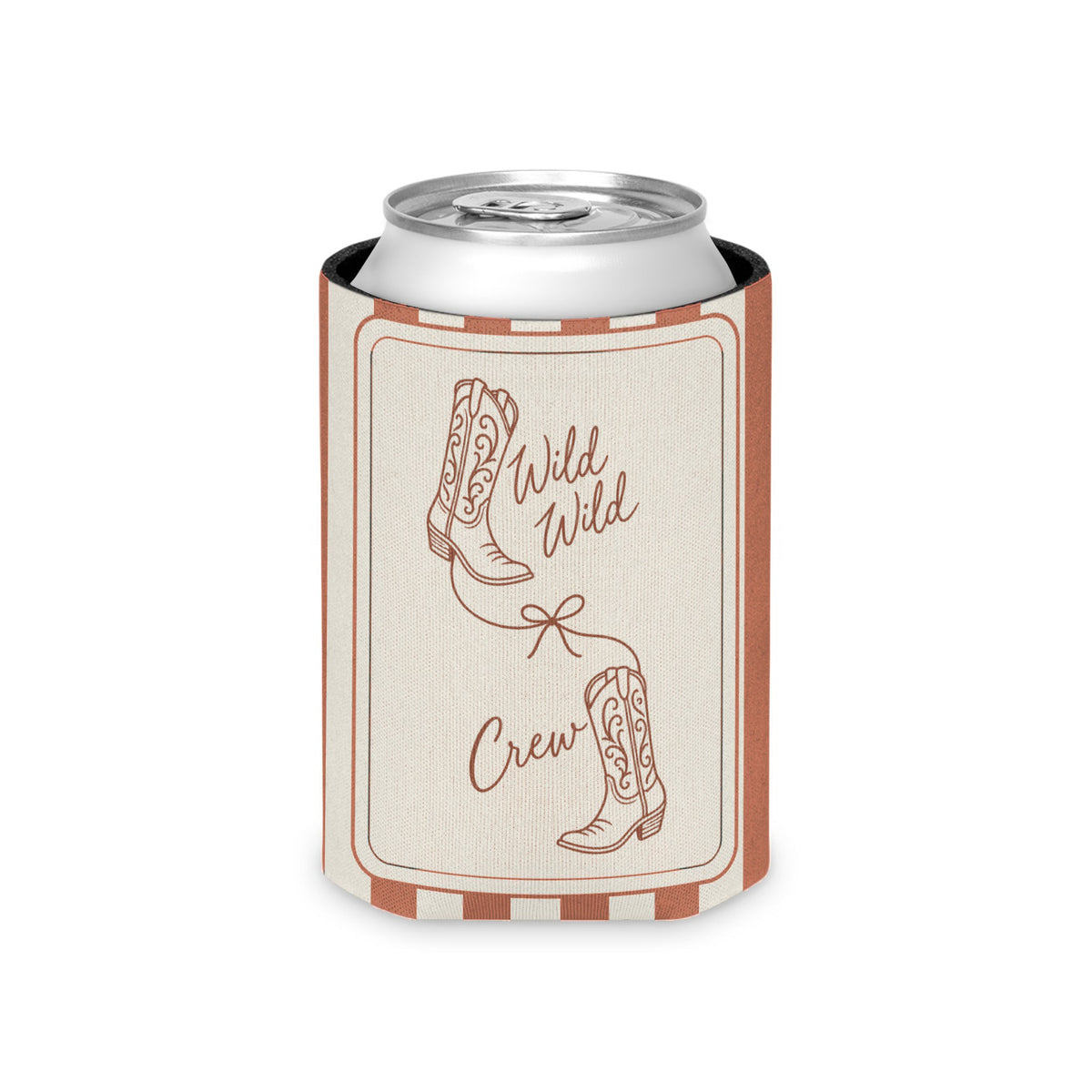 Wild Wild Wife striped can cooler, Terracotta