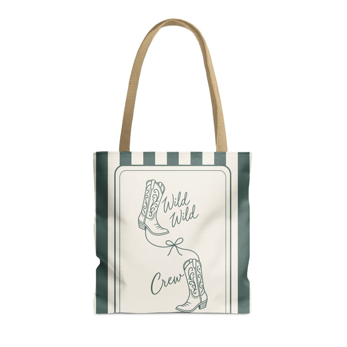 Wild Wild Wife striped tote bag, Blue Spruce
